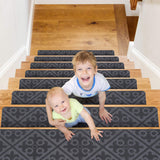 8pcs Self-adhesive Cling Non Slip Carpet Stair Treads - Embossed