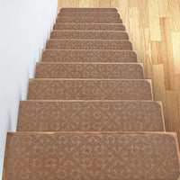8pcs Self-adhesive Cling Non Slip Carpet Stair Treads - Embossed