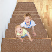 8pcs Self-adhesive Cling Non Slip Carpet Stair Treads - Embossed