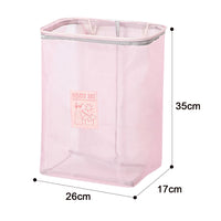 Wall-mounted Laundry Basket Folding Nylon Mesh Dirty Clothes Organizer Storage Pink