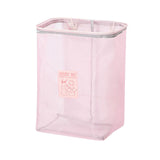 Wall-mounted Laundry Basket Folding Nylon Mesh Dirty Clothes Organizer Storage Pink