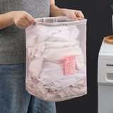 Wall-mounted Laundry Basket Folding Nylon Mesh Dirty Clothes Organizer Storage Pink