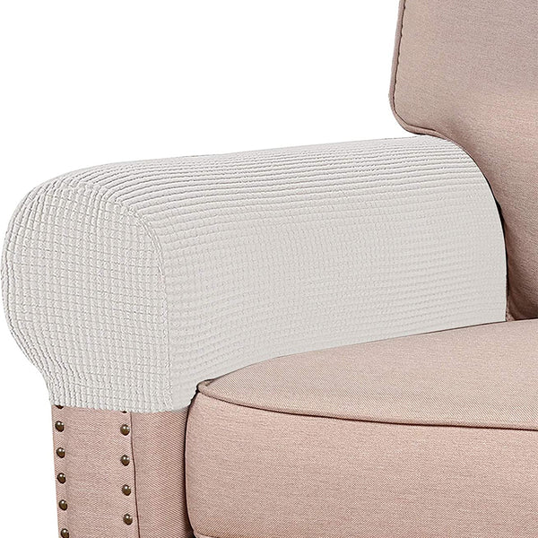 Removable Armrest Covers Stretch Set Chair Sofa Arm Protectors Couch Cover White