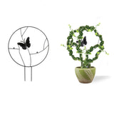 Potted Plant Support Frame Decor Round Metal Trellis for Climbing Plants Butterfly Style