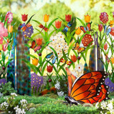 Iron Fence Panel Garden Grass Lawn Flowerbeds Plant Borders Landscape Path Panel