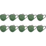 10PCS Disposable Solid Color Face Mask Cycling Mask Protective Cover Green Color