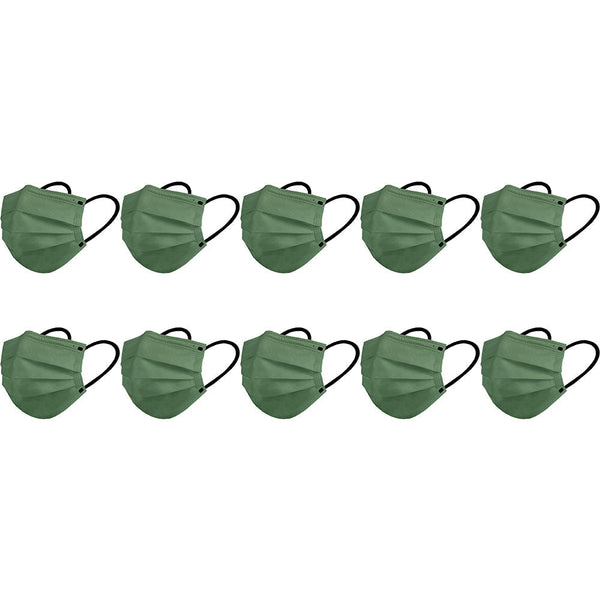 10PCS Disposable Solid Color Face Mask Cycling Mask Protective Cover Green Color