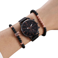 Mens Fashion Watch Bracelet Set with Nylon Band