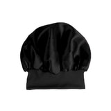 Elastic Solid Color Satin Round Sleeping Cap for Women Black