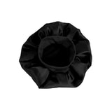 Elastic Solid Color Satin Round Sleeping Cap for Women Black
