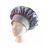 Elastic Solid Color Satin Round Sleeping Cap for Women Gray