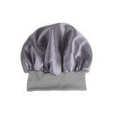 Elastic Solid Color Satin Round Sleeping Cap for Women Gray