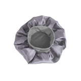 Elastic Solid Color Satin Round Sleeping Cap for Women Gray