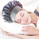 Elastic Solid Color Satin Round Sleeping Cap for Women Gray
