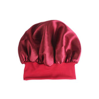 4pcs Solid Color Women Satin Sleeping Cap Wrap Hair Bonnet Elastic Headwear