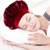 4pcs Solid Color Women Satin Sleeping Cap Wrap Hair Bonnet Elastic Headwear