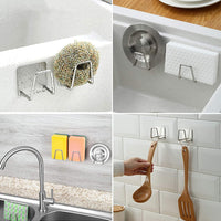 Self-Adhesive Stainless Steel Sink Sponge Holder Soap Hook Sink Rack