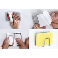 Self-Adhesive Stainless Steel Sink Sponge Holder Soap Hook Sink Rack
