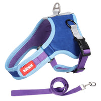Saddle Type Pet Dog Reflective Harness Walking Jacket Cat Puppy Lead Leash Vest Dark blue