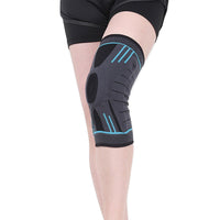 Pair of Blue Stretchy Sport Knee Pad Protector for Fitness Exercise Men and Women L