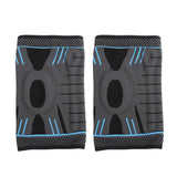 Pair of Blue Stretchy Sport Knee Pad Protector for Fitness Exercise Men and Women L