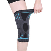 Pair of Blue Stretchy Sport Knee Pad Protector for Fitness Exercise Men and Women L