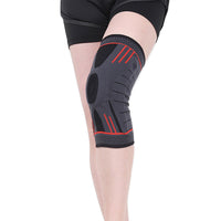Pair of Red Stretchy Sport Knee Pad Protector for Fitness Exercise Men and Women L