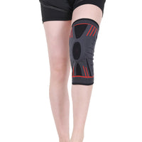 Pair of Red Stretchy Sport Knee Pad Protector for Fitness Exercise Men and Women L