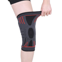 Pair of Red Stretchy Sport Knee Pad Protector for Fitness Exercise Men and Women L