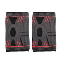 Pair of Red Stretchy Sport Knee Pad Protector for Fitness Exercise Men and Women XL