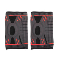 Pair of Red Stretchy Sport Knee Pad Protector for Fitness Exercise Men and Women L