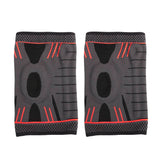 Pair of Red Stretchy Sport Knee Pad Protector for Fitness Exercise Men and Women L