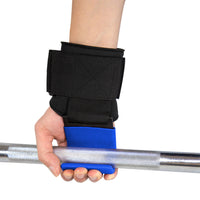 A Pair of Blue Weight Lifting Hooks Hand Grip Support Wrist Straps for Men and Women