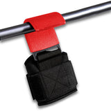 A Pair of Red Weight Lifting Hooks Hand Grip Support Wrist Straps for Men and Women
