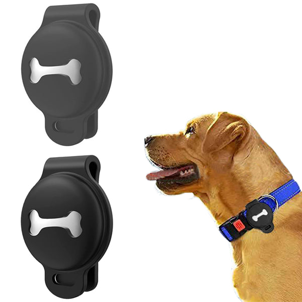 FancyGrab 2Pcs Silicone Tracker Protective Case for Pet Collar Compatible with Apple Airtag Style 1