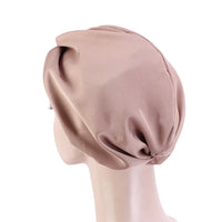 Women Satin Sleeping Cap Wrap Hair Bonnet Turban Elastic Headwear Khaki