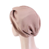 Women Satin Sleeping Cap Wrap Hair Bonnet Turban Elastic Headwear Khaki