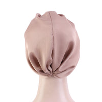 Women Satin Sleeping Cap Wrap Hair Bonnet Turban Elastic Headwear Khaki