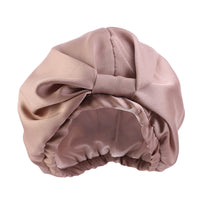 Women Satin Sleeping Cap Wrap Hair Bonnet Turban Elastic Headwear Khaki