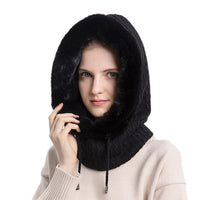 FancyGrab Women Winter Neck Warmer Hat Hooded Ski Snood Scarf Ski Face Mask Black