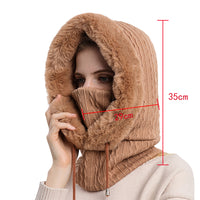 FancyGrab Women Winter Neck Warmer Hat Hooded Ski Snood Scarf Ski Face Mask Khaki