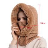FancyGrab Women Winter Neck Warmer Hat Hooded Ski Snood Scarf Ski Face Mask Khaki