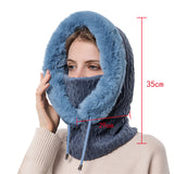 FancyGrab Women Winter Neck Warmer Hat Hooded Ski Snood Scarf Ski Face Mask Navy Blue