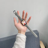 Women Leather Watch Band Compatible with Apple iWatch 7 Series Grey-8cm