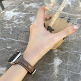Women Leather Watch Band Compatible with Apple iWatch 7 Series Dark Brown-8cm