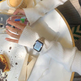 Women Leather Watch Band Compatible with Apple iWatch 7 Series Apricot-12cm