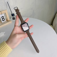 Women Leather Watch Band Compatible with Apple iWatch 7 Series Dark Brown-8cm