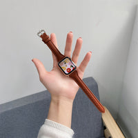 Women Leather Watch Band Compatible with Apple iWatch 7 Series Brown-12cm