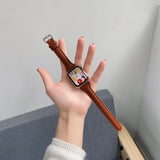 Women Leather Watch Band Compatible with Apple iWatch 7 Series Brown-12cm