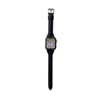 Women Leather Watch Band Compatible with Apple iWatch 7 Series Black-12cm